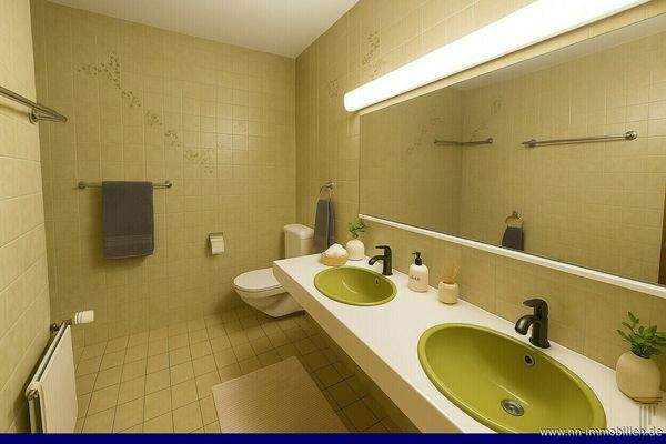 gräumiges Duschbad - möbliert durch KI