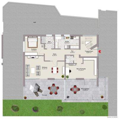 Erdgeschoss - nicht maßstabsgerecht