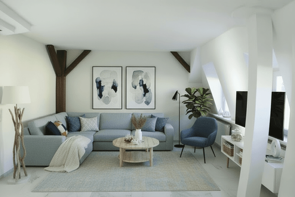 Wohnzimmer mit KI gearbeitet