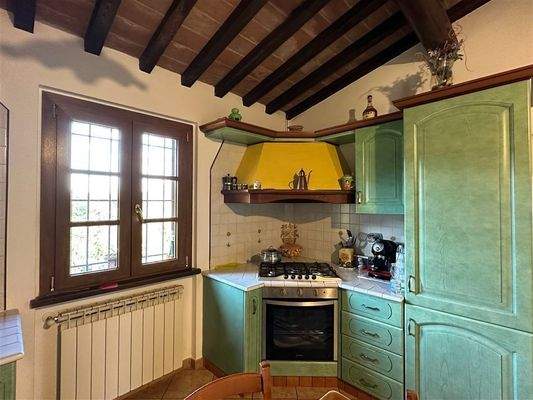 Herd in Küche mit Abzugshaube