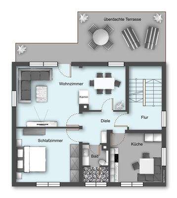 Grundriss OG mit Möbeln