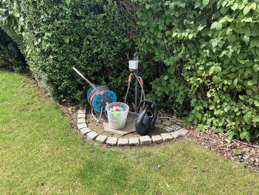 Wasseranschluss für Garten an der Giebelseite