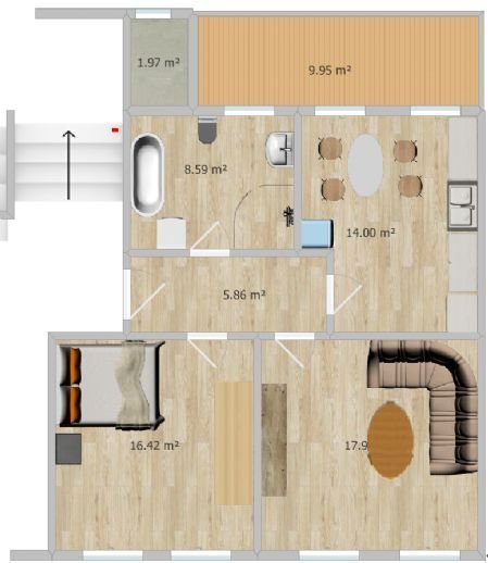 *Erstbezug nach Sanierung* Helle 2-Zimmer-Wohnung mit großem Süd-West-Balkon, Einbauküche und Tageslichtbad