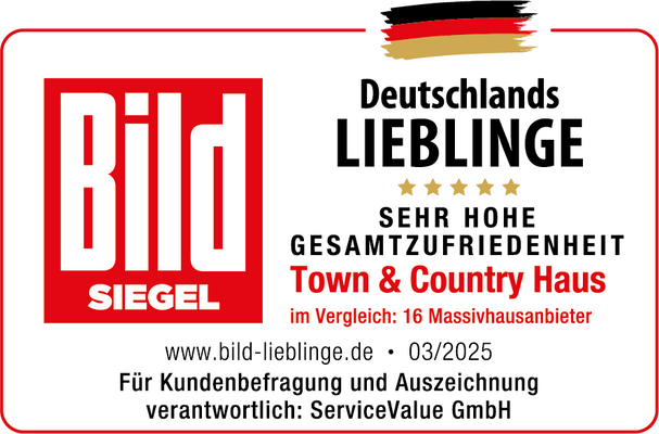 Siegel_BILD_Deutschlands Lieblinge_Sehr hohe_2025_Town & Country Haus