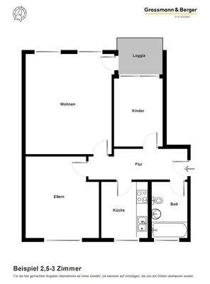 Beispiel 2,5-3-Zimmer-Wohnung