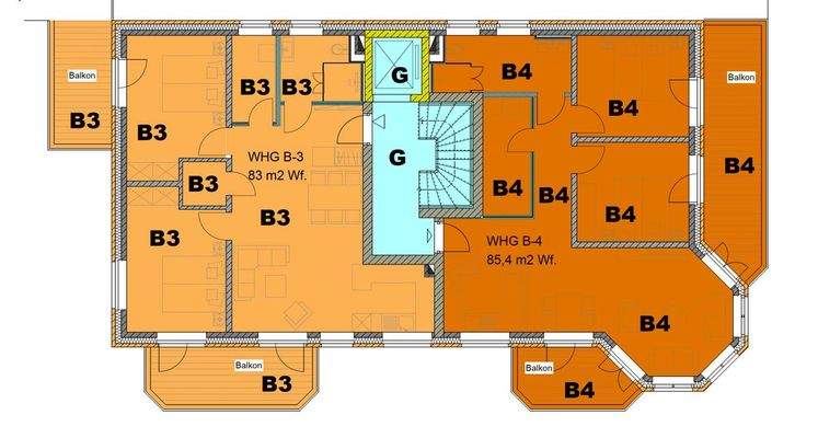 Grundriss Haus B - 1. Obergeschoss