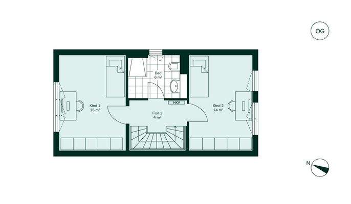 Komfortabler Grundriss im Obergeschoss