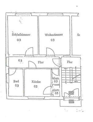 Grundriss-Skizze 2 Zimmer Wohnung
