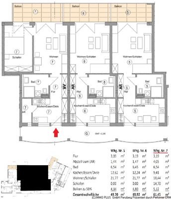 Whg Nr 5 und 6 und 7 im 1 Obergeschoss