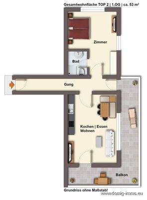 Grundriss TOP 2 ohne Maßstab