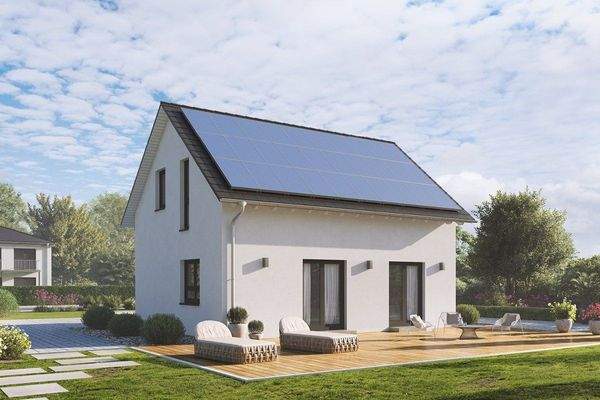 Moderne Solarhaus-Idylle