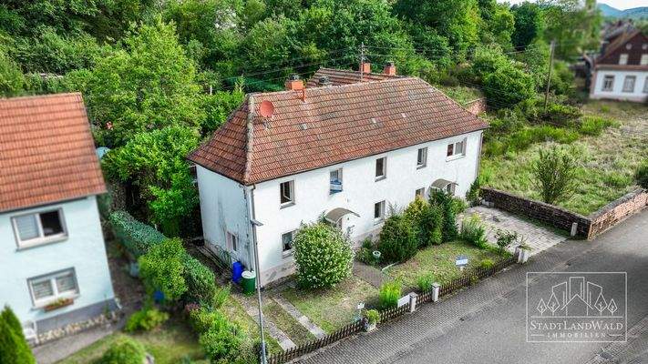 Luftbild - Straßenansicht Doppelhaus