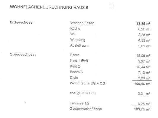 Wohnfläche ohne DG Ausbau