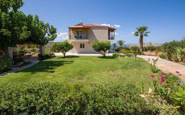Kreta, Kokkino Chorio: Villa mit spektakulärem Blick auf das Meer und den Sonnenuntergang zu verkaufen