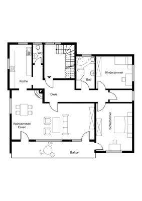 Grundriss 3,5 Zimmer Wohnung