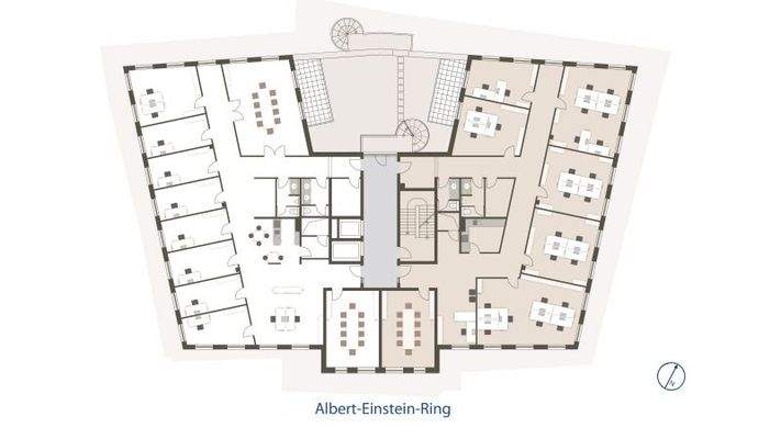 Regelgrundriss (Einzel- und Gruppenbüros)