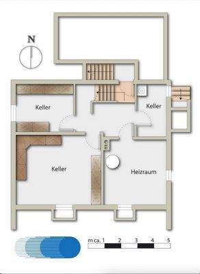 Keller-Grundriss - Vorschlag möbliert