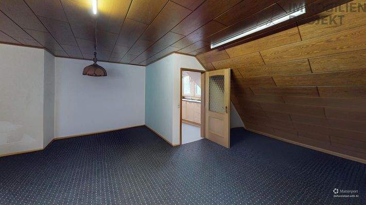 Wohnzimmer Blick in Küche DG