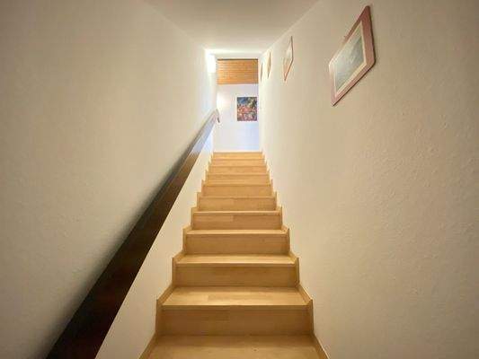 Moderner Treppenabgang Hauptwohnung