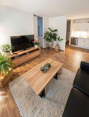 Wohnzimmer mit Blick zur Küche (KI)