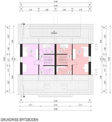 Grundriss Spitzboden DHH 1 und DHH 2