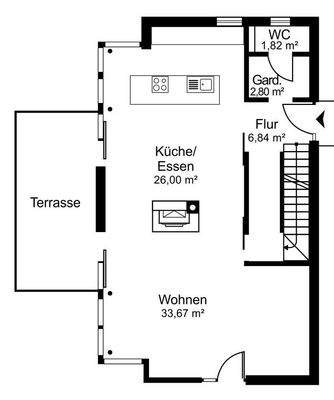 Grundrissplan Erdgeschoss mit Terrasse