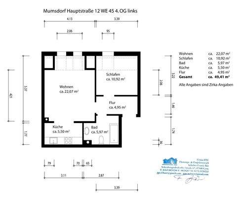 Grundriss - Mumsdorf Hauptstraße 12 WE 45 4. OG li
