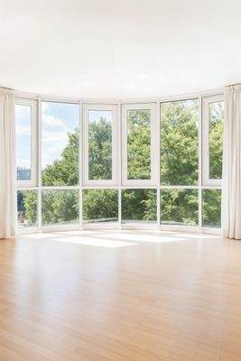 Couchbereich mit bodentiefen Fenstern