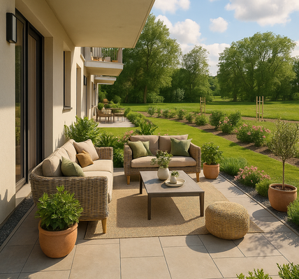 Terrasse mit Gartenblick