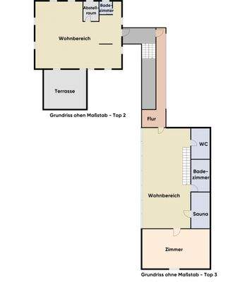 Grundriss ohne Maßstab / Top 2 und Top 3 EG