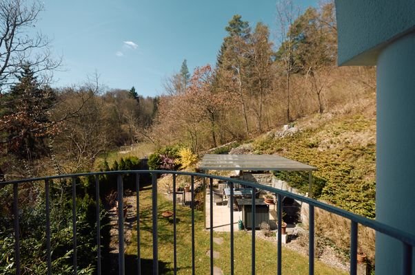 Dachgeschoss, Ausblick in den Garten 