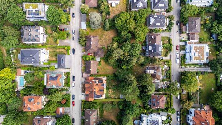 Drohnenaufnahme Nachbarschaftsbebauung