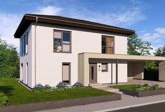 Hausansicht mit Carport