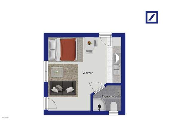 Grundriss EG Nebenhaus ETW 1 Zimmer Ogulo (Abstellraum fehlt)