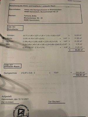 Wohnflächenberechnung Dachgeschoss