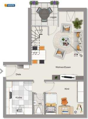 Grundriss "untere Ebene"