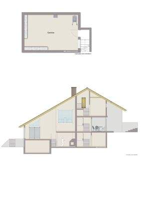 Kellerraum und Schnitt