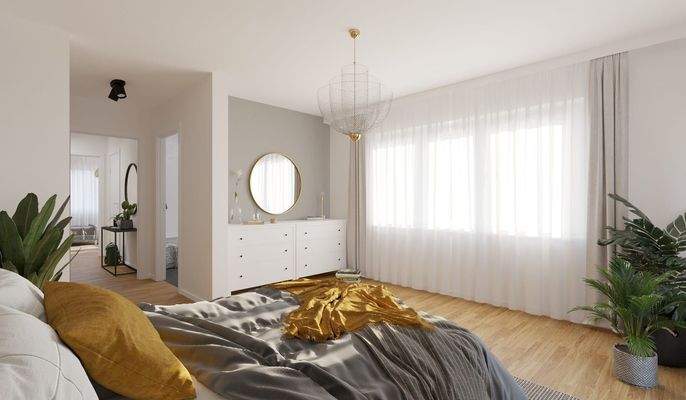 Das Schlafzimmer der Eigentumswohnung