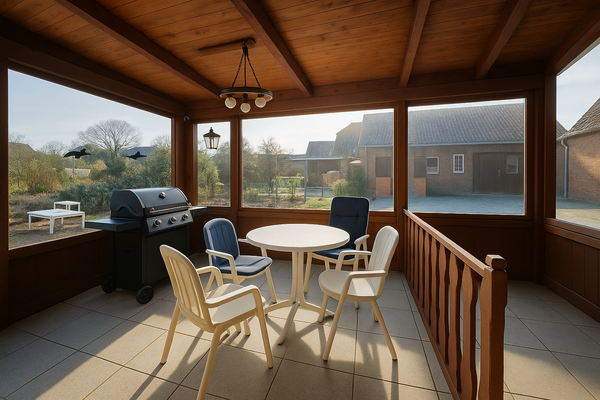 Überdachte Terrasse mit Blick ins Grüne-ein Platz zum Wohlfühlen