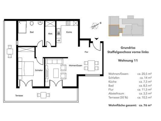 Alternative Zwei-Zimmerwohnung - WHG 11, Kaltmiete € 1.330,-