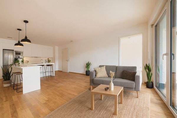 virtuelles Staging Wohn-/Kochbereich