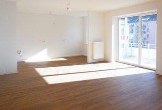 Wohnzimmer mit offener Küche