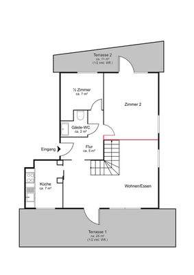 Grundriss Wohnebene mit möglichem Zimmer