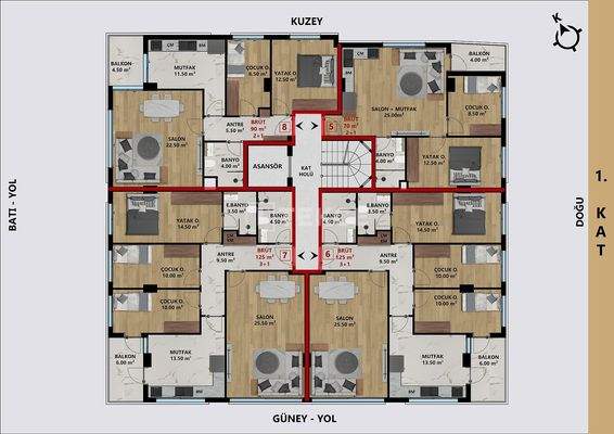 Apartments for Sale in Konyaaltı Arapsuyu in a Complex with Parking