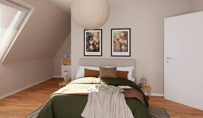 Einladendes Schlafzimmer mit behaglicher Atmosphär