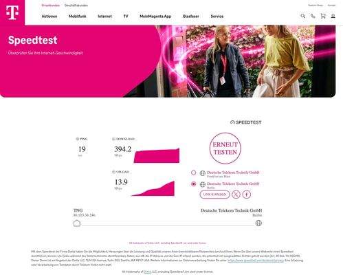 Speedtest der Telekom über Wlan