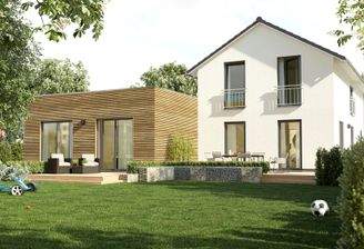 Einfamilienhaus-Aura-125-Mehrgenerationen-Holz-Gartenansicht