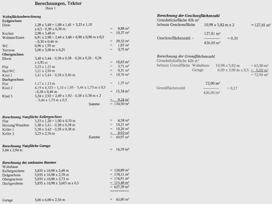 Wohnflächenberechnung und weitere Flächenberechnun