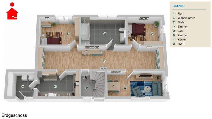 Erdgeschoss Grundrissvisualisierung