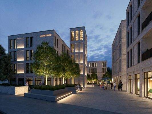 Visualisierung Gebäudeansicht bei Nacht